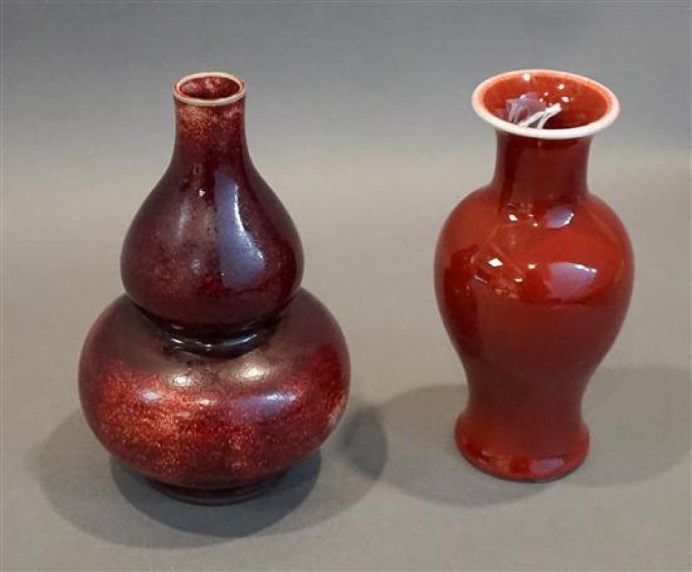 TWO CHINESE RED GLAZED CERAMIC