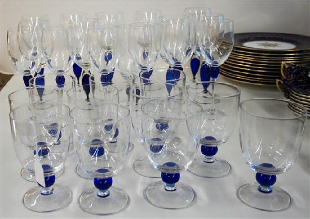 CLEAR AND COBALT GLASS STEMWARE  32092c