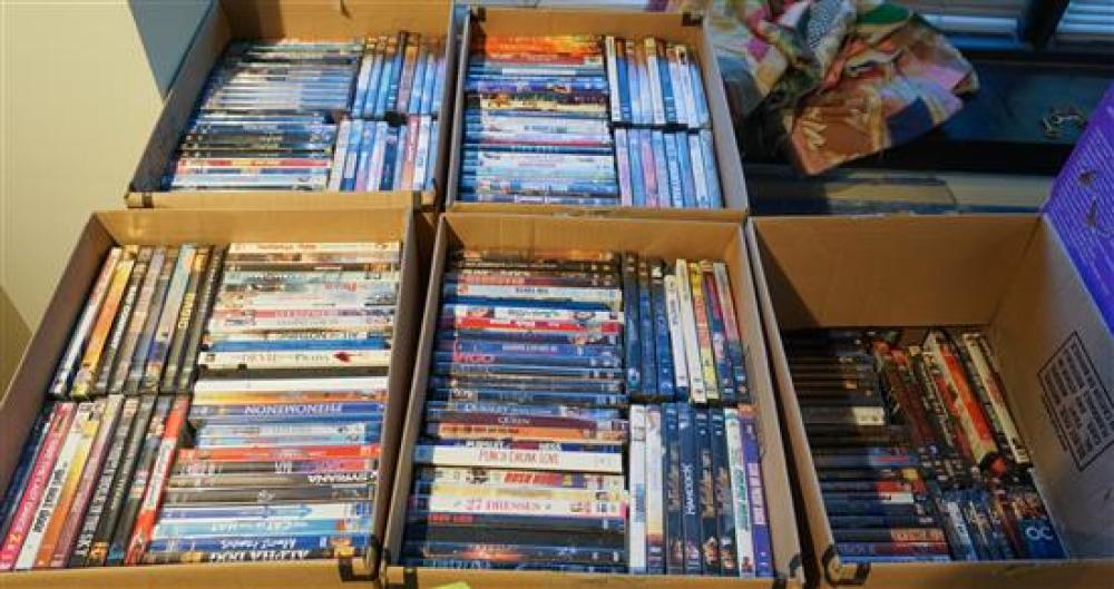 FIVE BOXES WITH APPROXIMATELY 400 DVDSFive