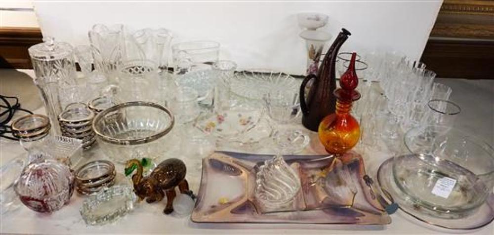 GROUP WITH GLASS, STEMWARE, PLATTERS