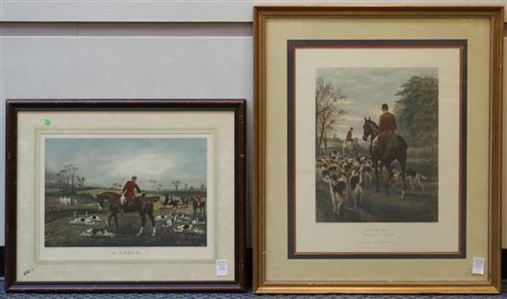 FOX HUNTING SCENES, TWO PRINTS, LARGER: