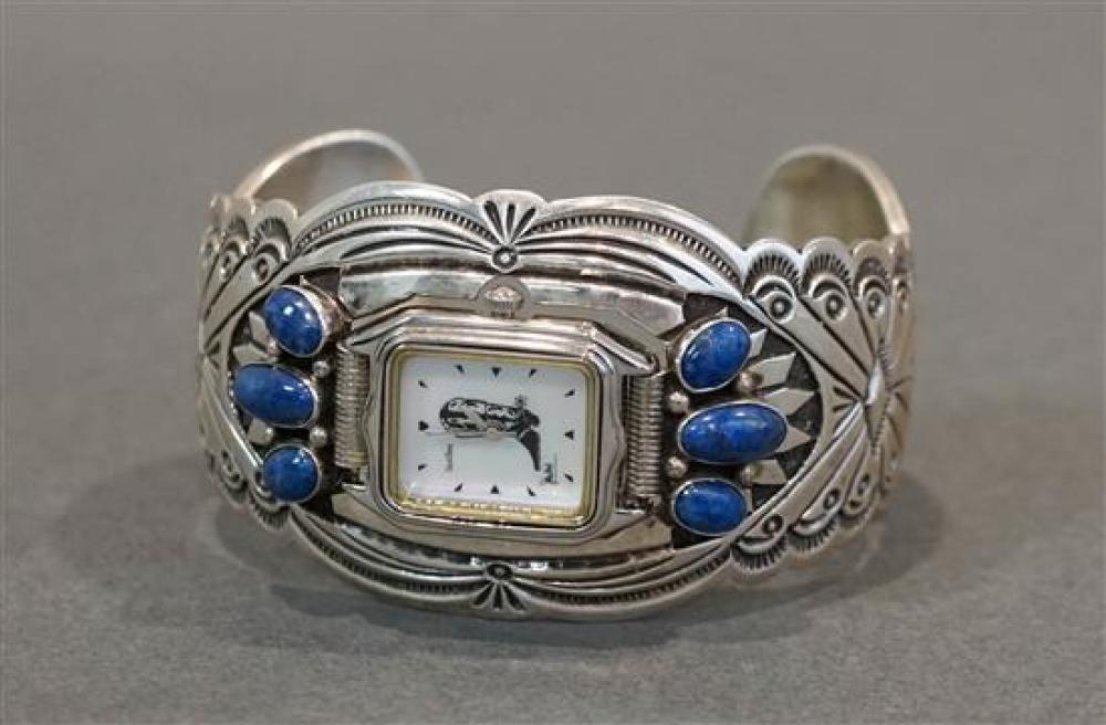 R WYLIE STERLING AND LAPIS WATCH 32099f