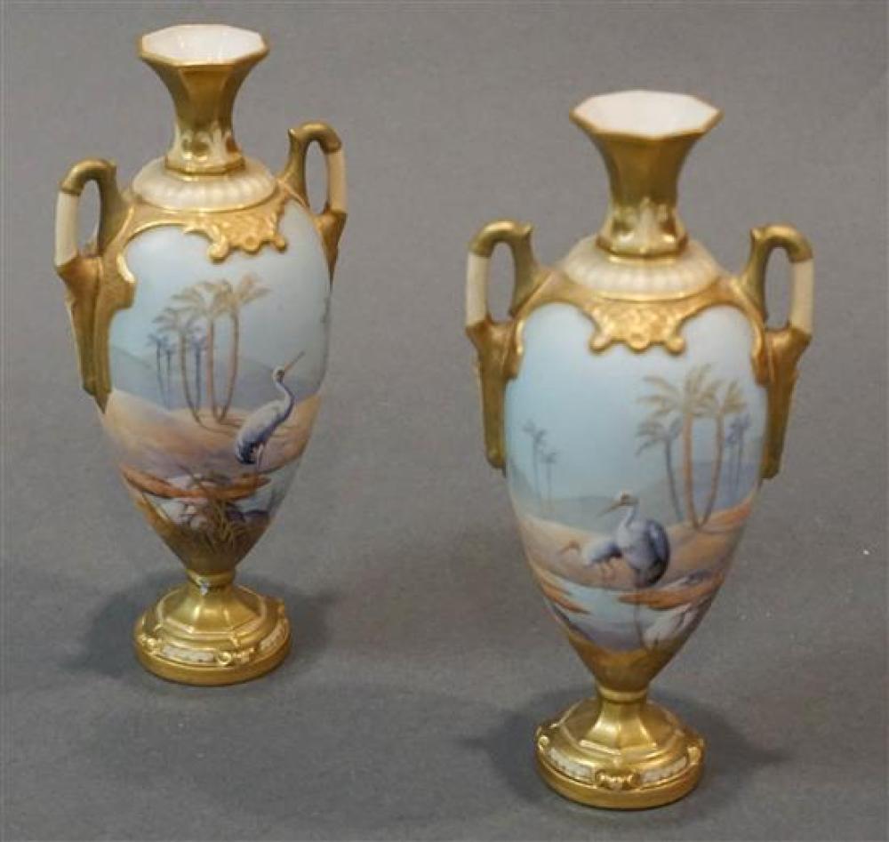 PAIR ROYAL WORCESTER HAND-PAINTED