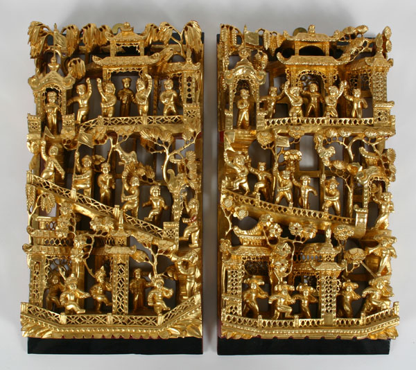 Carved Chinese wooden wall plaques;