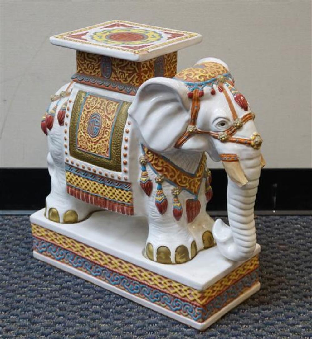 POLYCHROME DECORATED CERAMIC ELEPHANT FORM 3209ef