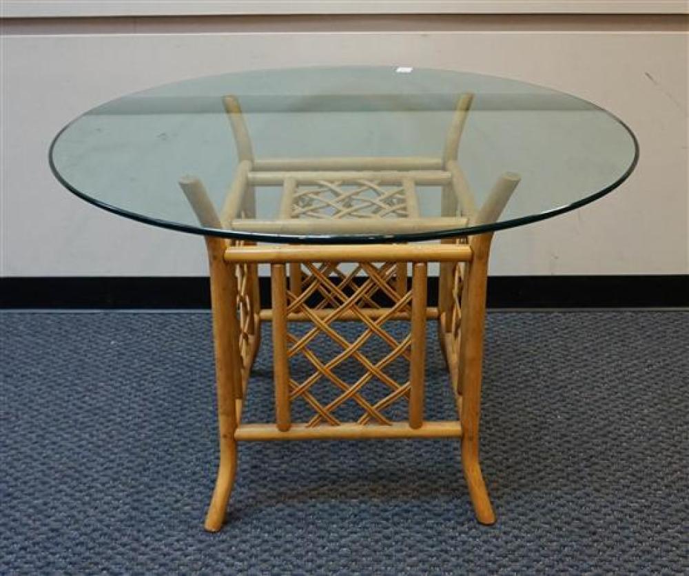 RATTAN BASE GLASS TOP TABLE AND 320a1f