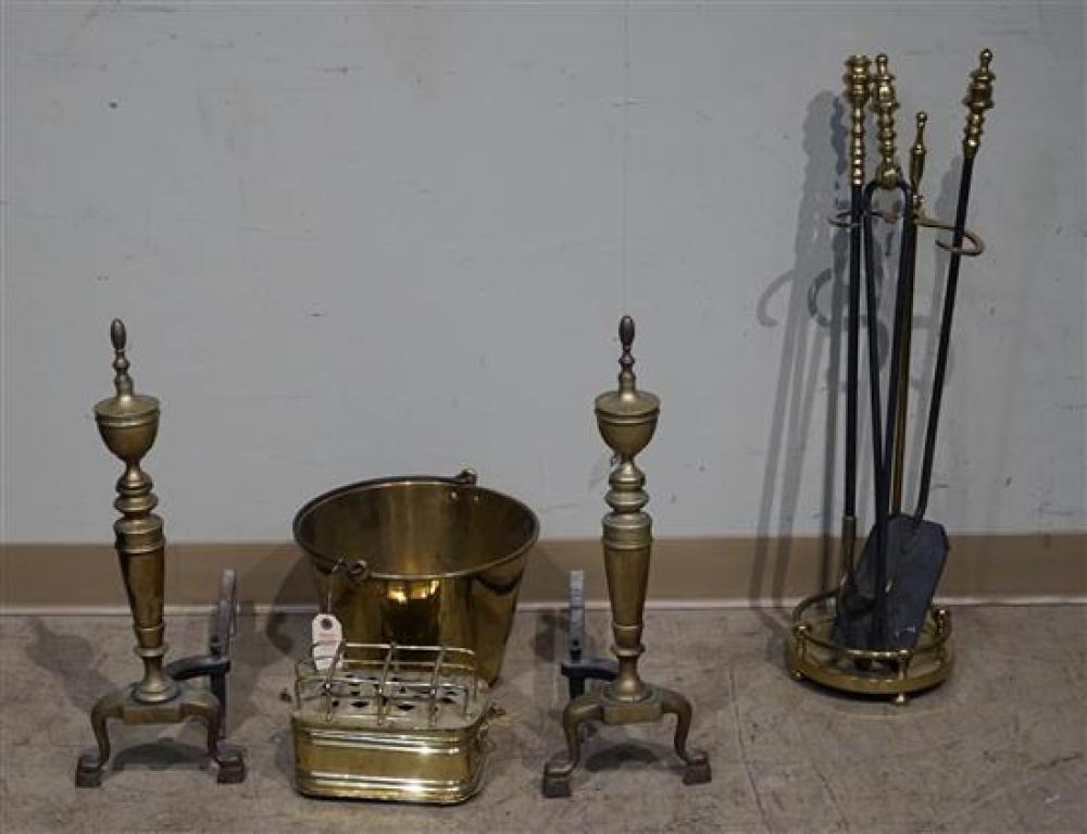 PAIR FEDERAL STYLE BRASS ANDIRONS,