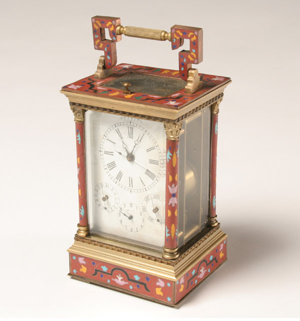 Chinese cloisonne carriage clock.