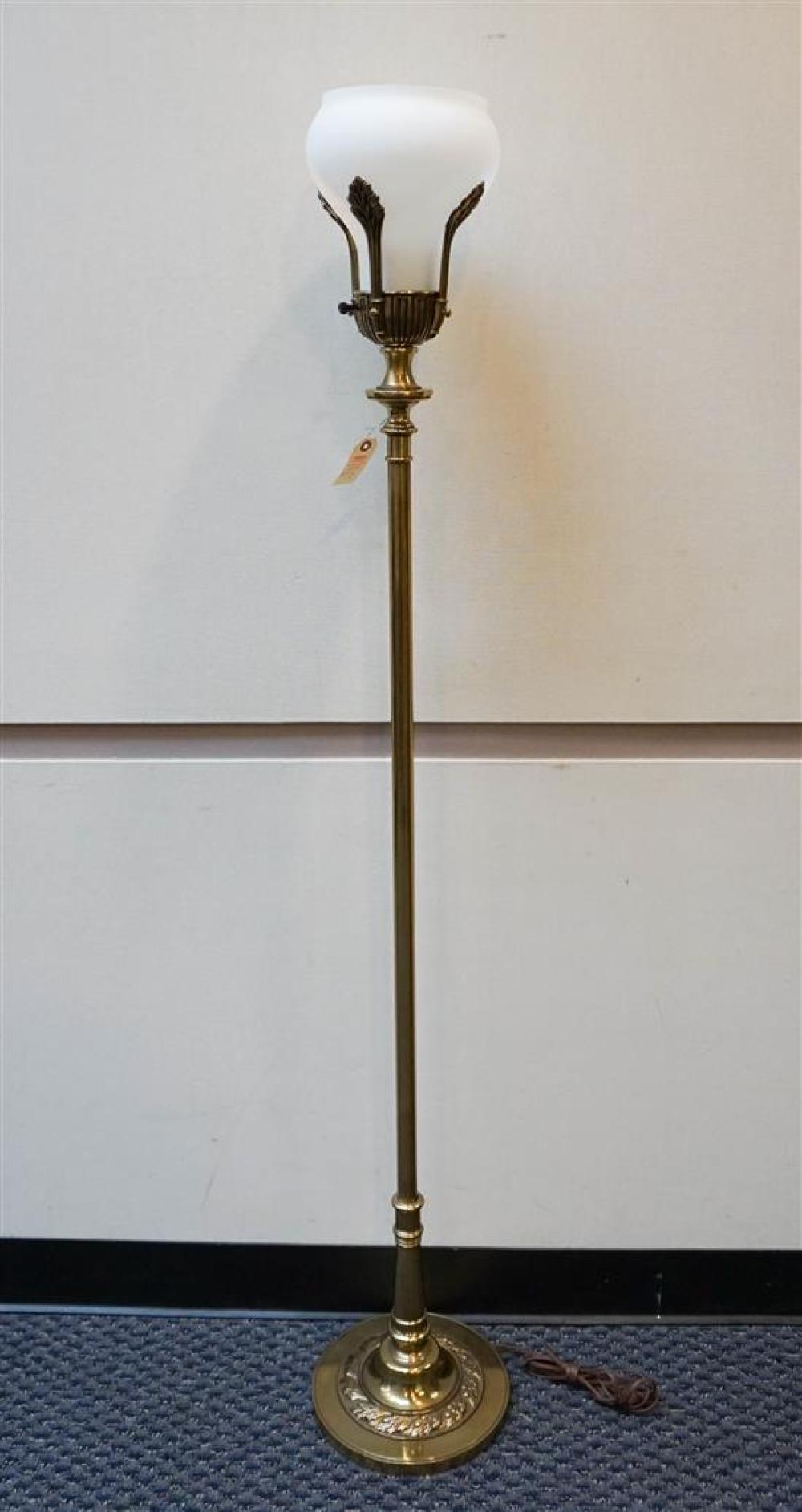 STIFFEL BRASS TORCHERE FLOOR LAMP, HEIGHT: