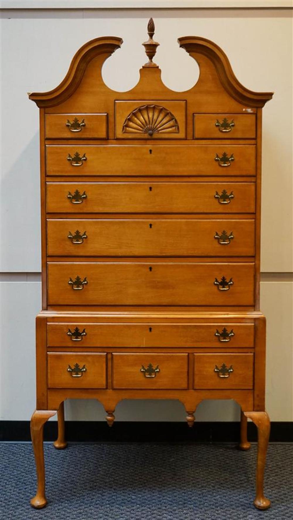 QUEEN ANNE STYLE MAPLE HIGHBOY,