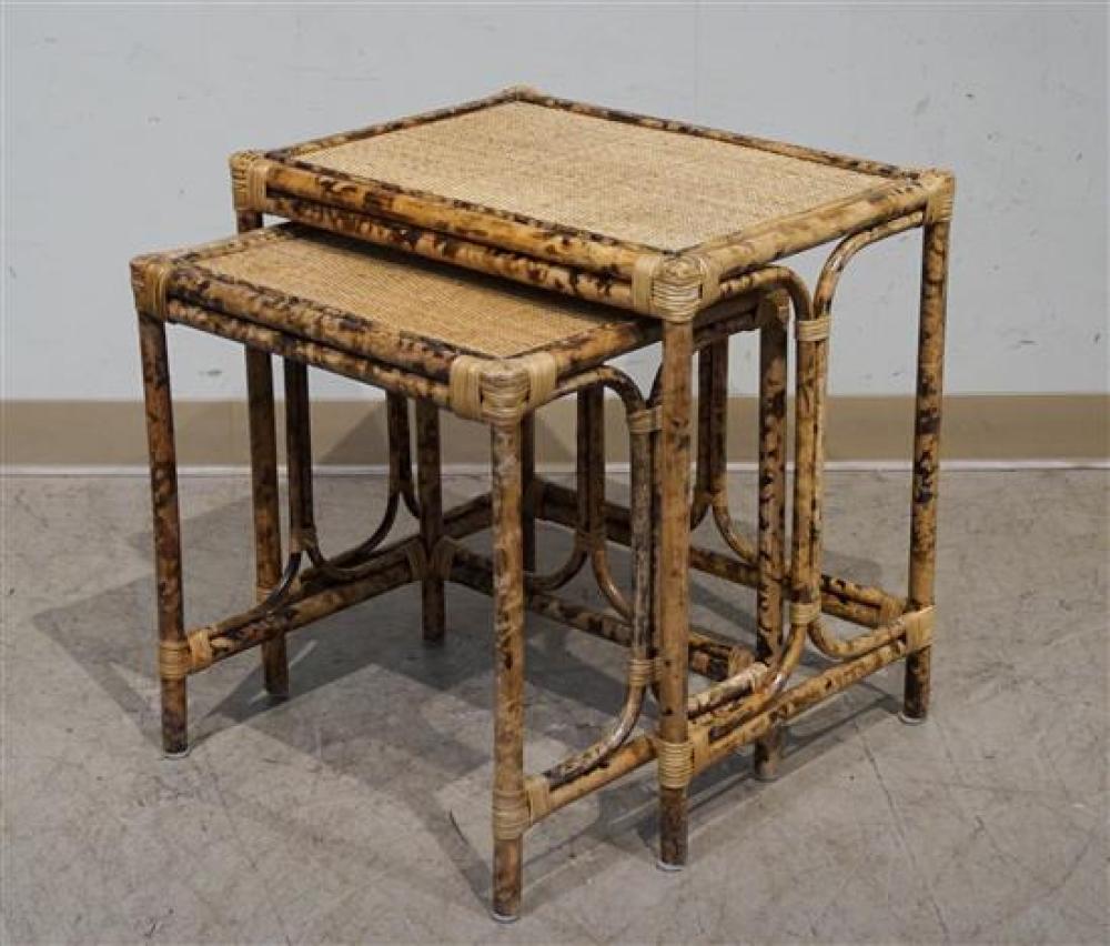 NEST OF TWO RATTAN TABLES, LARGER