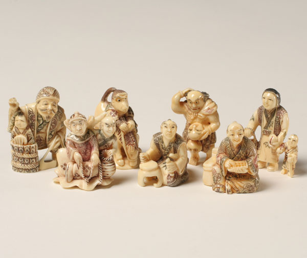 Japanese carved netsukes; merchants