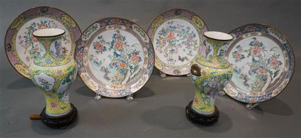 PAIR OF CHINESE PEKING ENAMEL VASES