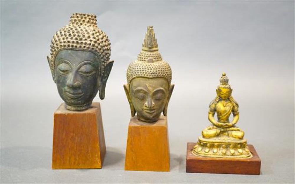 TWO THAI BRONZE HEADS OF THE BUDDHA