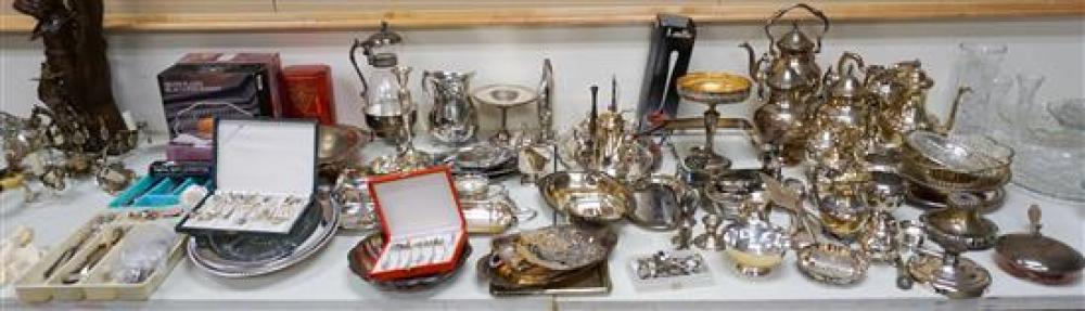 GROUP OF SILVER PLATE TEA SETS,
