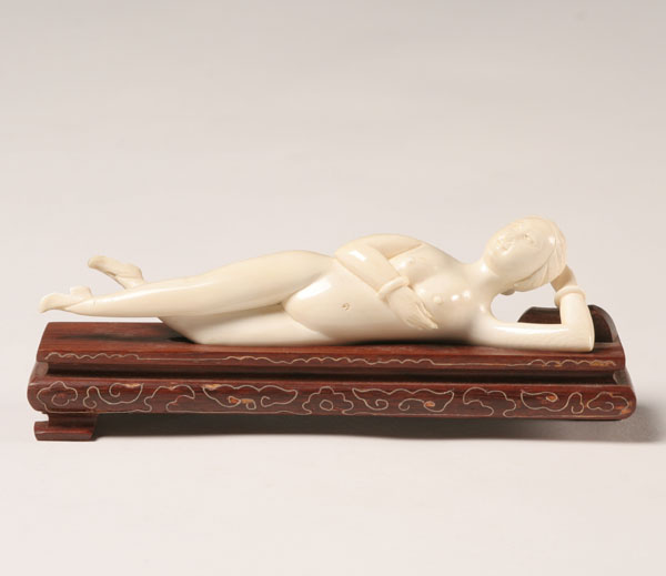 Asian carved ivory reclining female 5012f