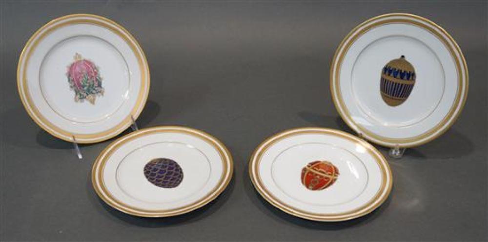 SET OF FOUR GILT DECORATED FABERGE PORCELAIN