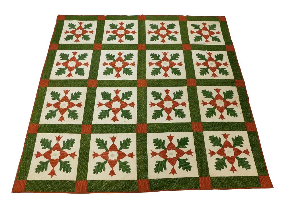 TEXTILE APPLIQU QUILT WITH OAK 31e578