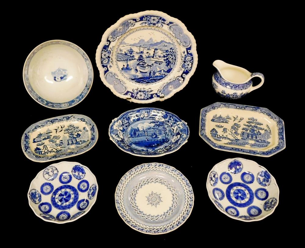 BLUE AND WHITE TRANSFERWARE, MOSTLY