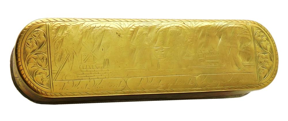 17TH C. DUTCH BRASS TOBACCO BOX, HINGED