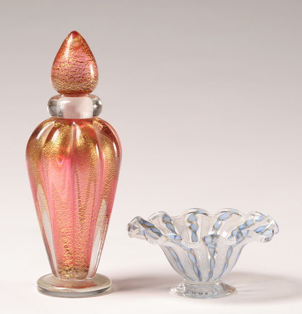Murano art glass perfume bottle, rose