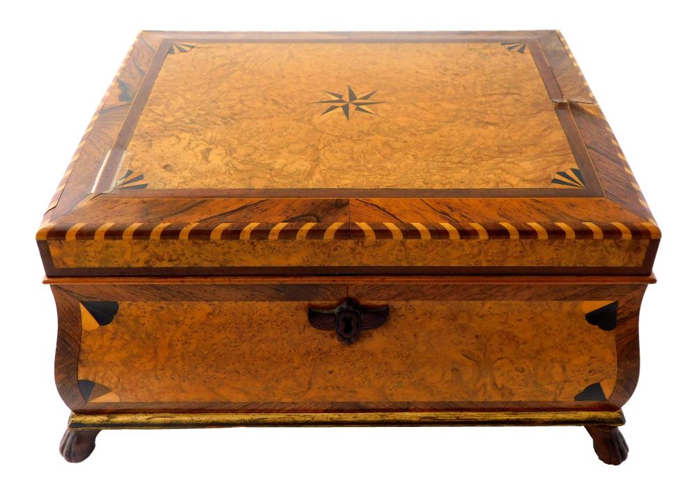 PARQUETRY BOX MID 19TH C SEWING 31e5da