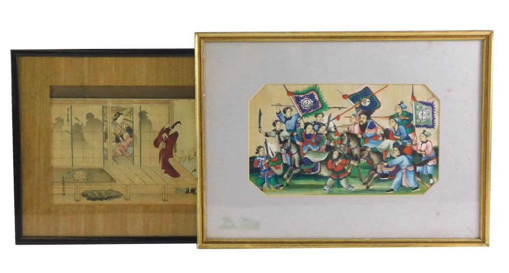 ASIAN TWO FRAMED ARTWORKS CHINESE 31e634