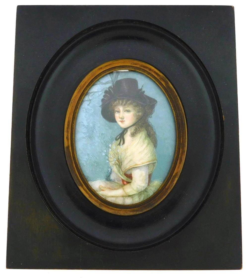 MINIATURE: WOMAN, OVAL SUPPORT, BLACK