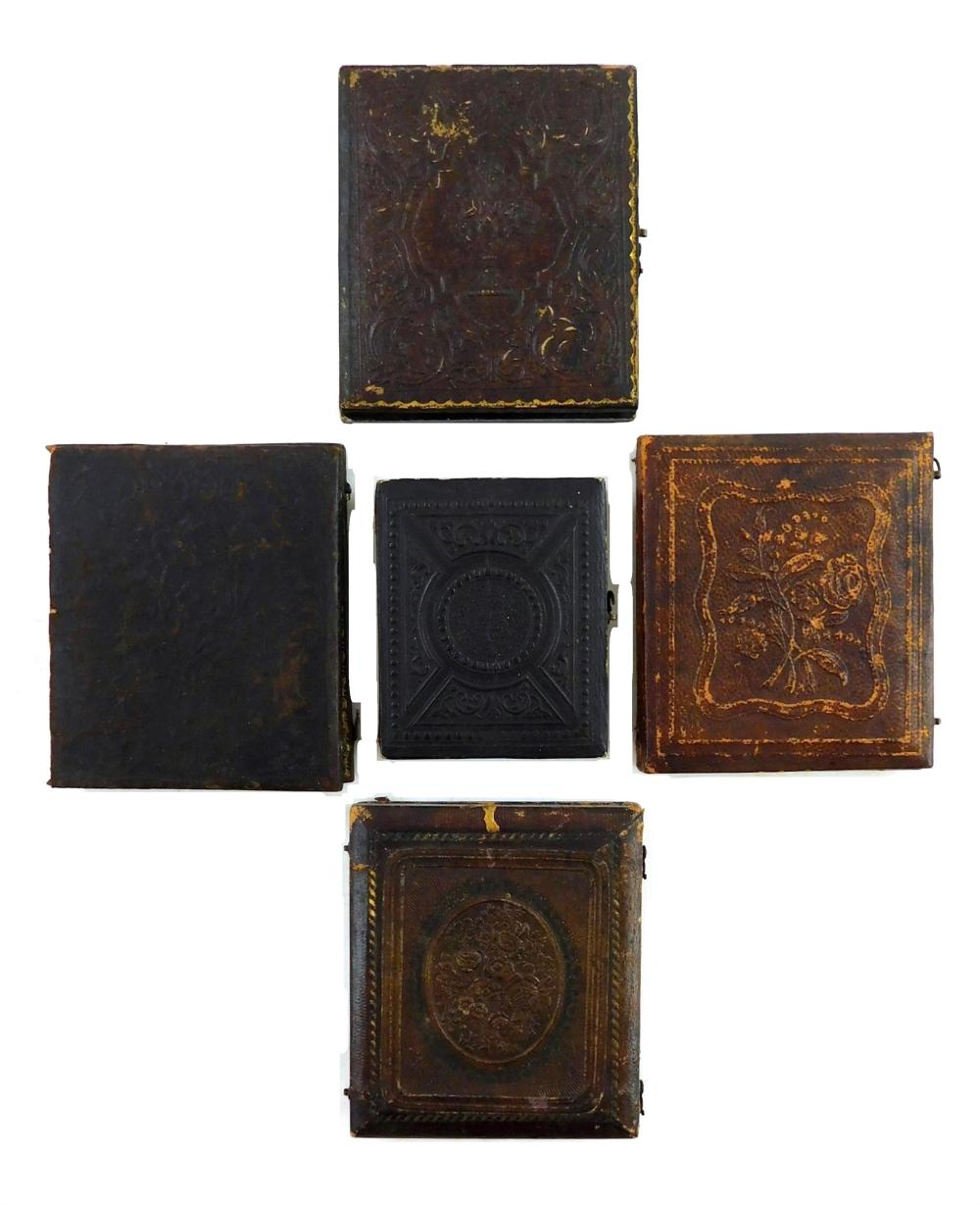 EARLY PHOTOGRAPHY, FIVE LEATHER CASED