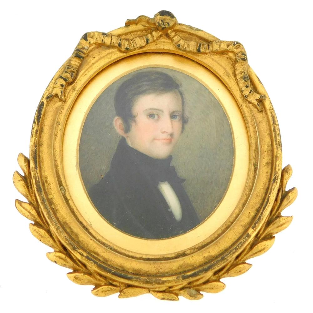 MINIATURE: YOUNG MAN, OVAL SUPPORT,