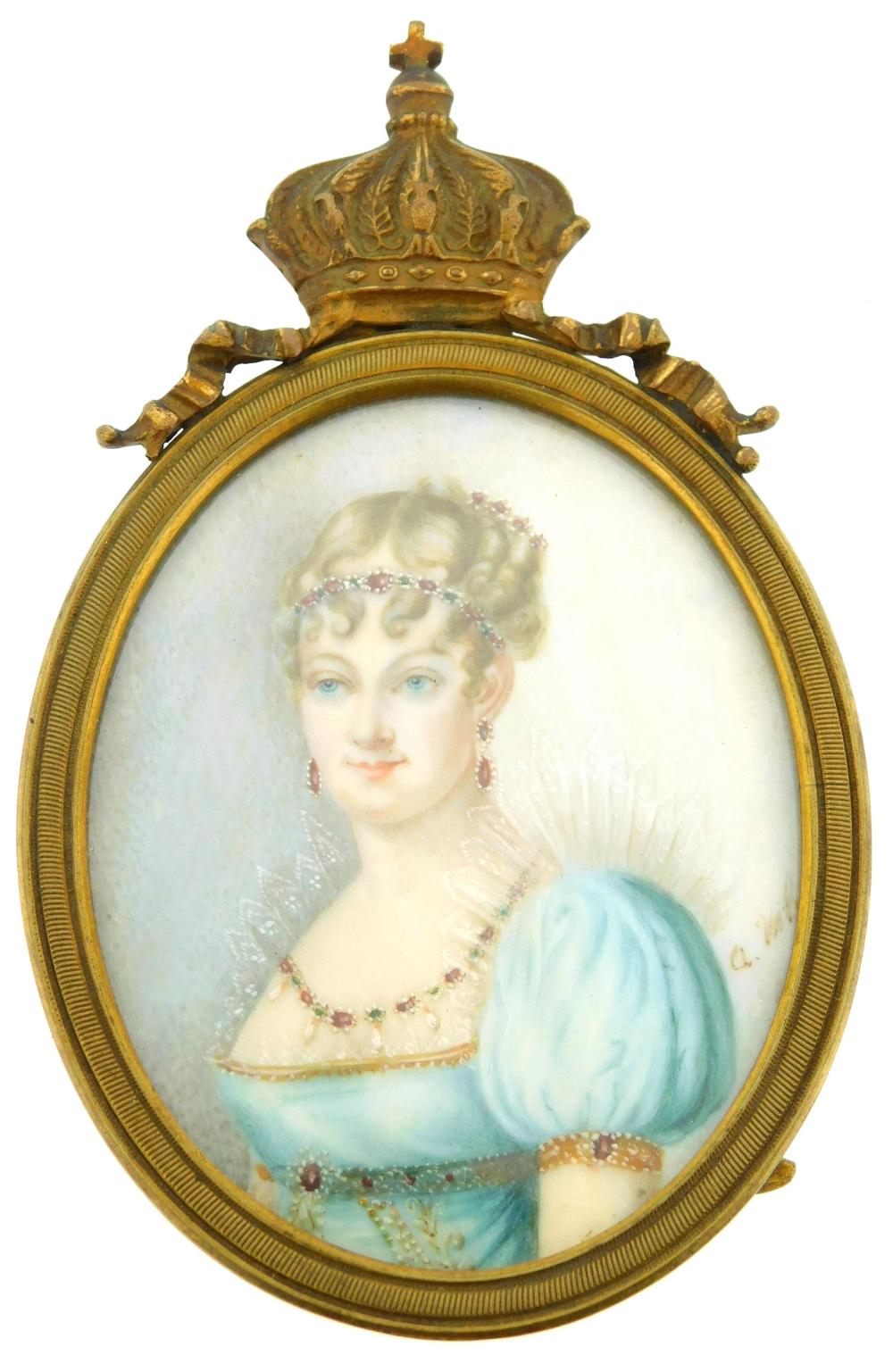 MINIATURE: WOMAN, OVAL SUPPORT, BLONDE