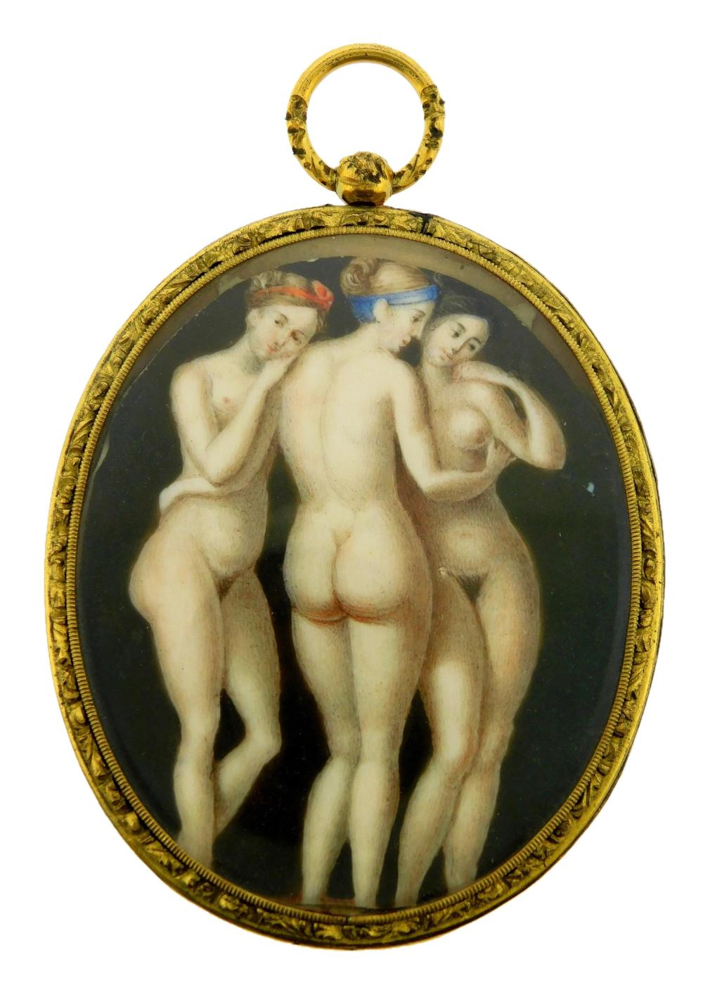 MINIATURE: THREE GRACES, OVAL SUPPORT,