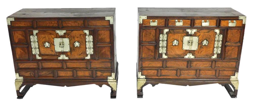 ASIAN: TWO SIMILAR SMALL CHESTS ON STANDS