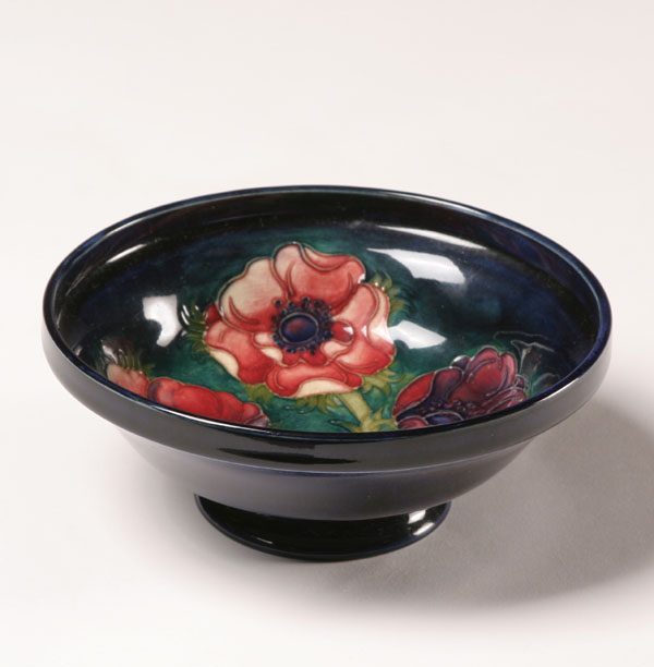 Moorcroft footed bowl; cobalt body with