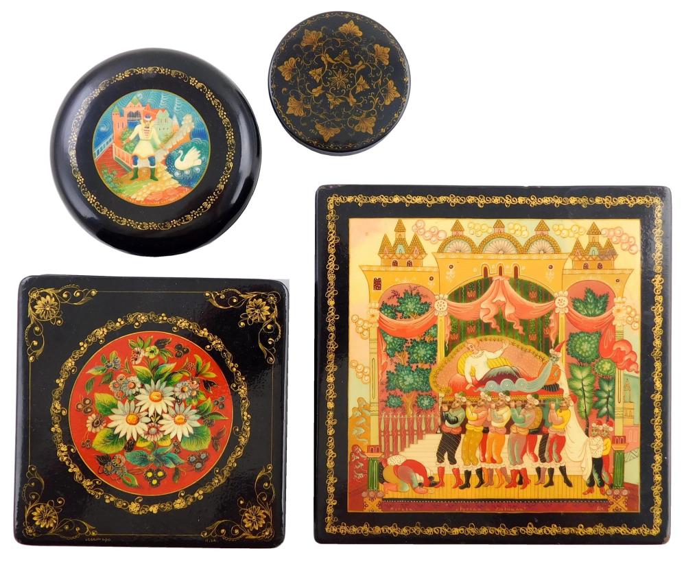 FOUR RUSSIAN LACQUER BOXES 20TH 31e73e