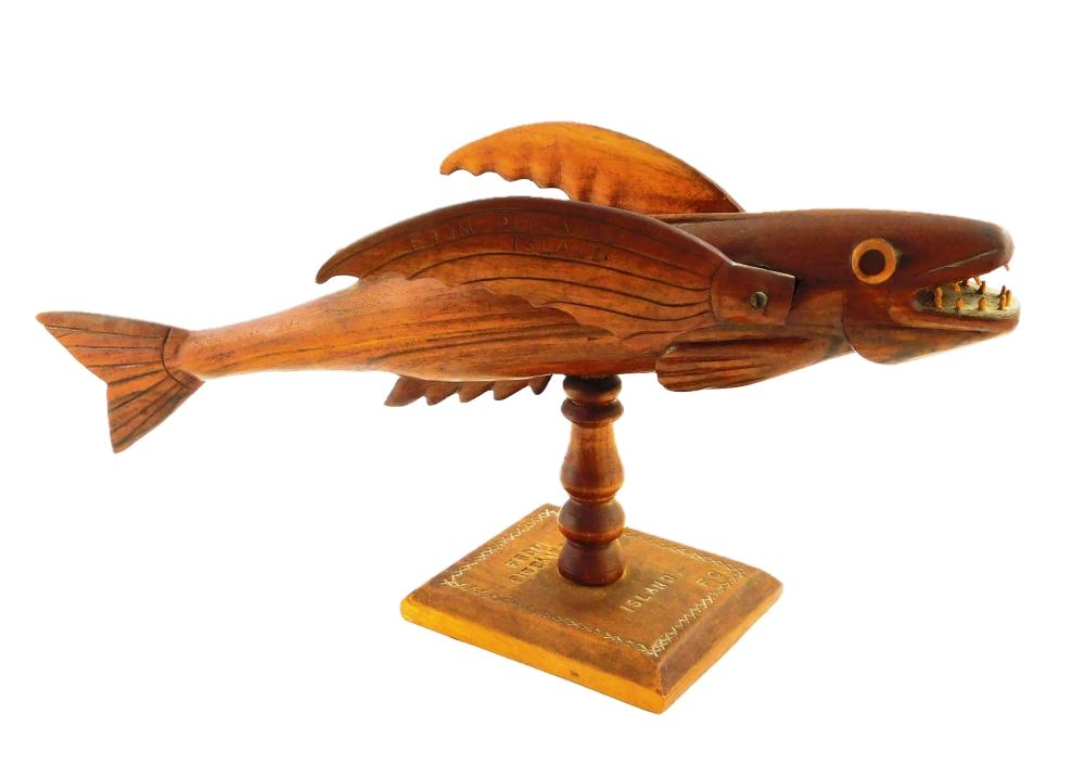 PITCAIRN ISLAND CARVED FLYING FISH BY