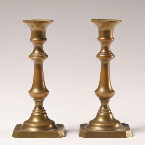 Pair of Bradley & Hubbard brass candlesticks;