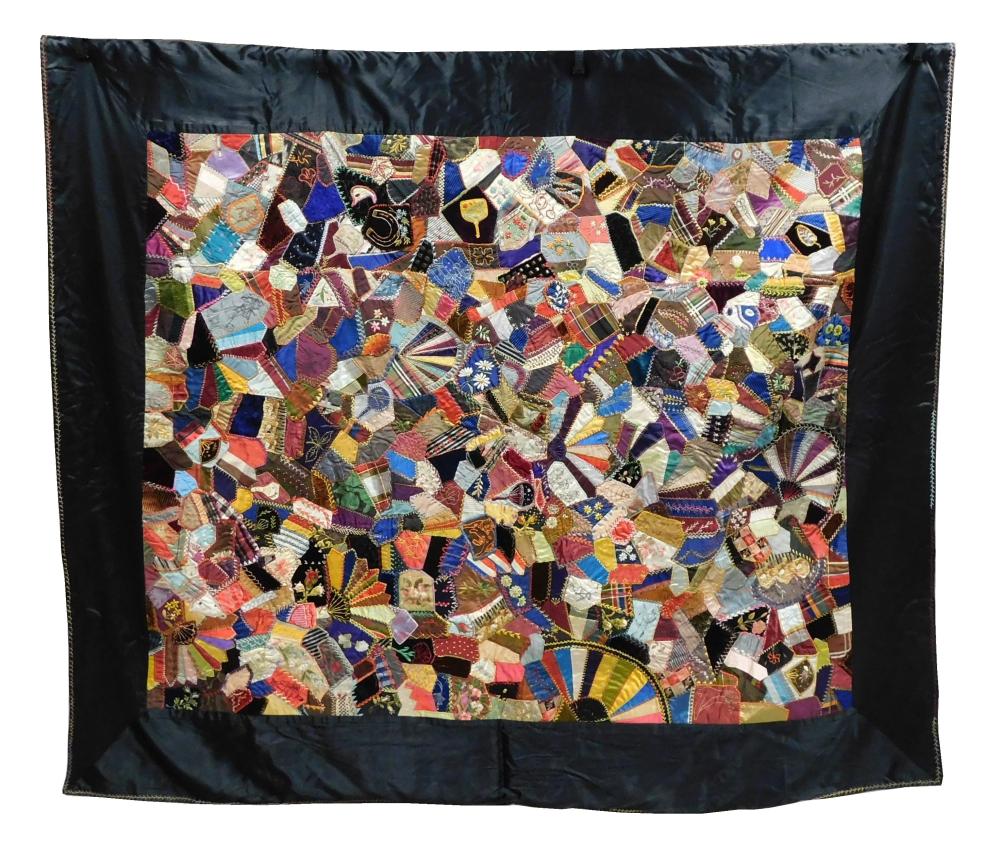 TEXTILE: CRAZY QUILT WITH BLACK