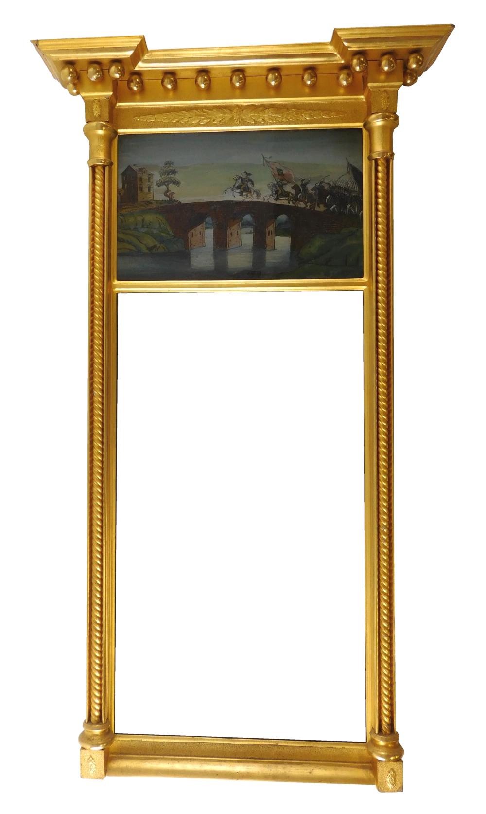 FEDERAL TWO PART WALL MIRROR, GILT