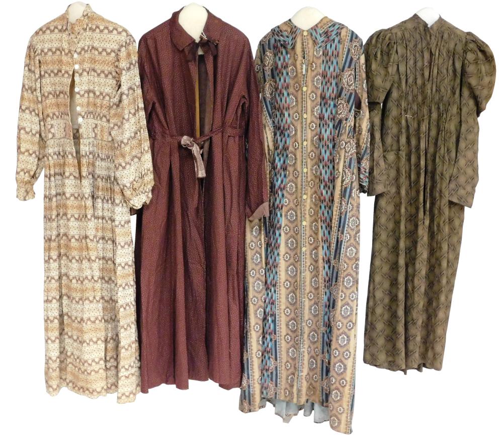 TEXTILE: FOUR 19TH C. DRESSES: