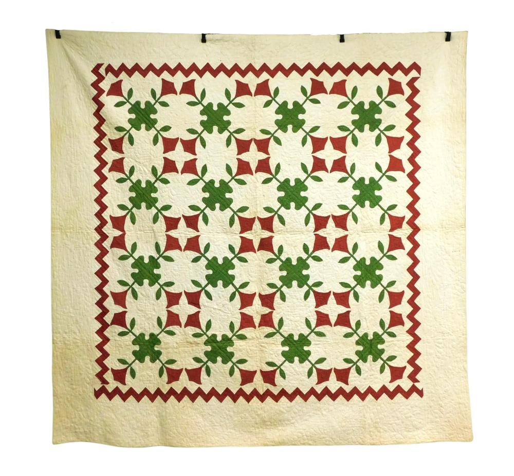 TEXTILES: QUILT WITH RED AND GREEN