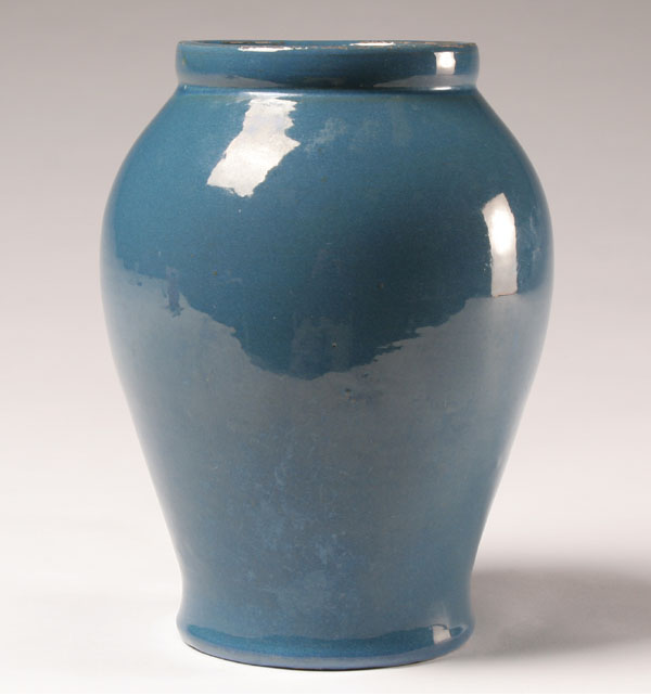 Bybee blue art pottery vase. 9 1/4H.