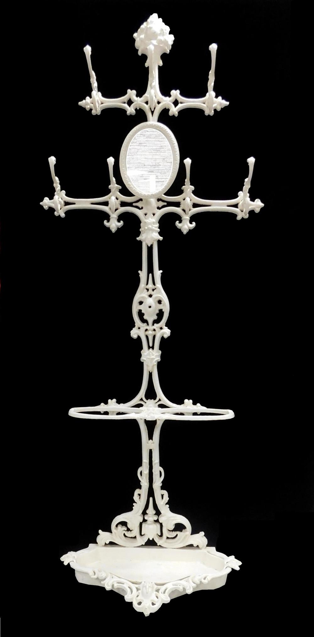 DECORATIVE IRON STANDING COAT RACK,