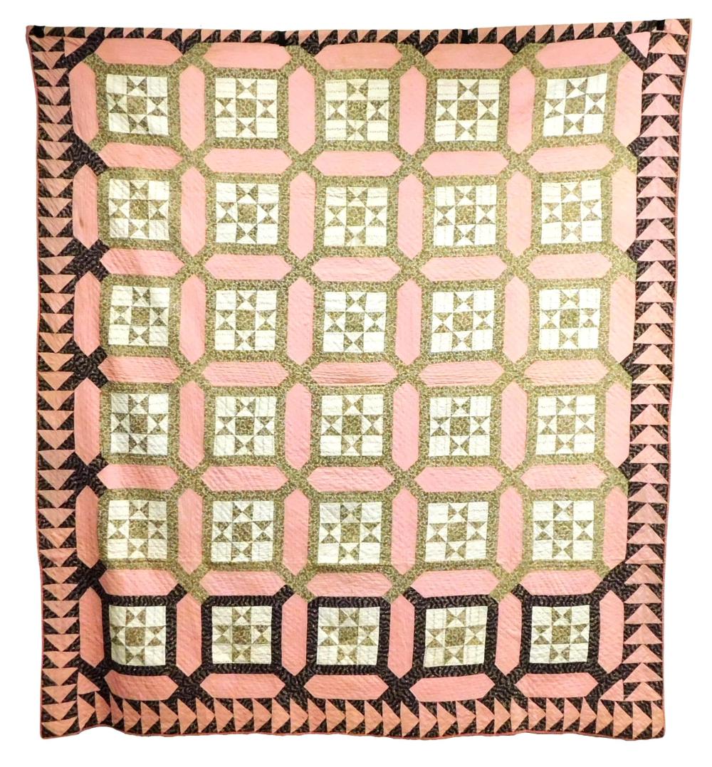 TEXTILE: PIECED CALICO COTTON QUILT,