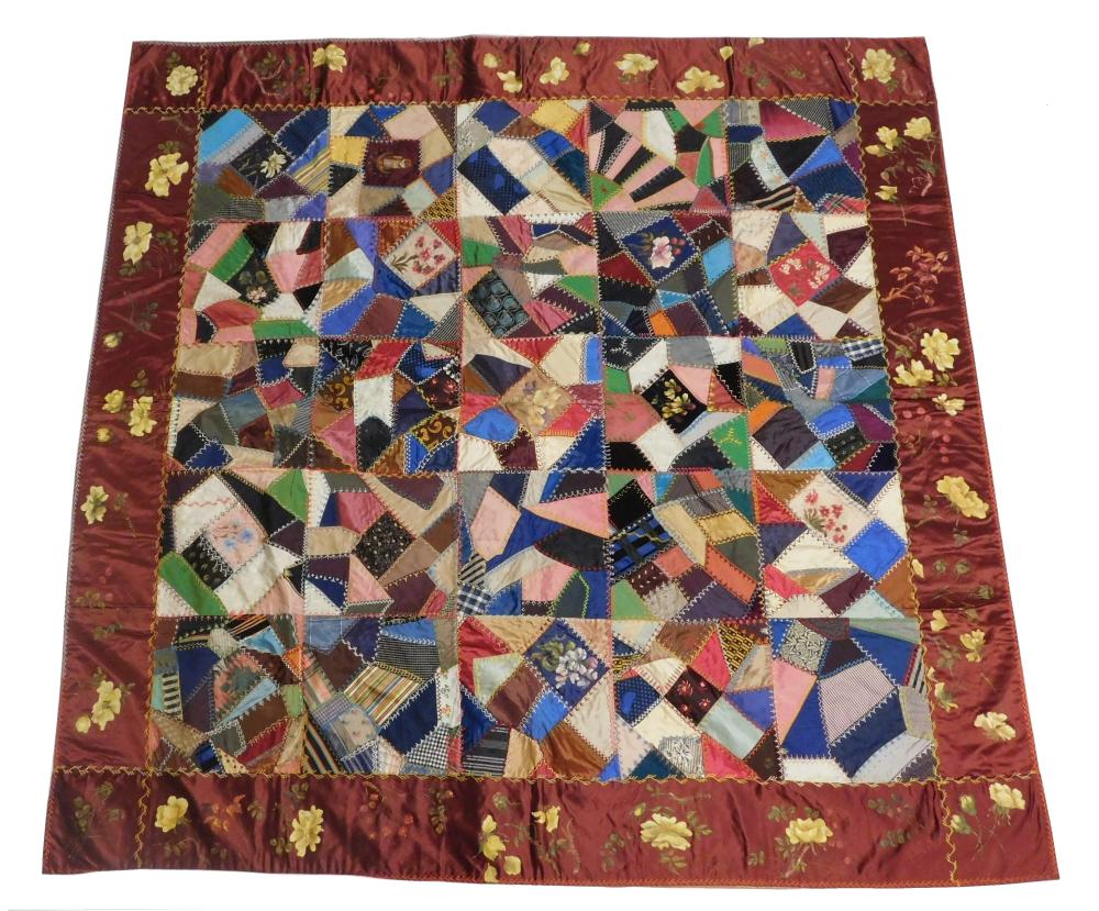 TEXTILE VICTORIAN CRAZY QUILT 31e803