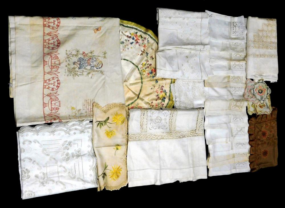 TEXTILES: TABLE LINENS WITH DRAWN