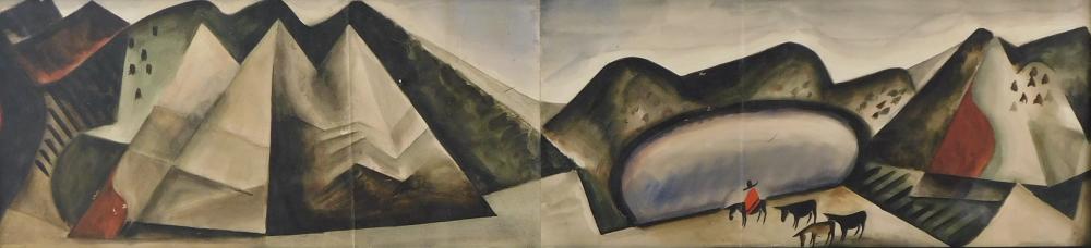 20TH C WATERCOLOR ON PAPER DIPTYCH 31e863