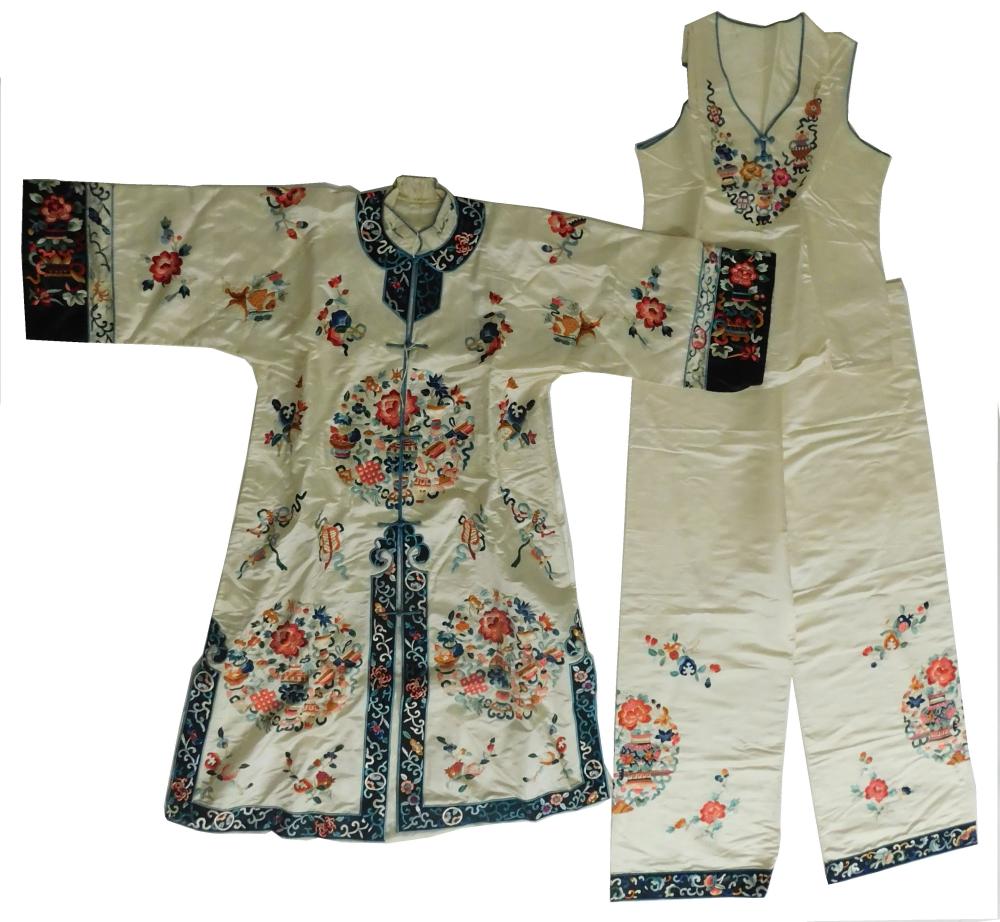 TEXTILE: CHINESE SILK EMBROIDERED