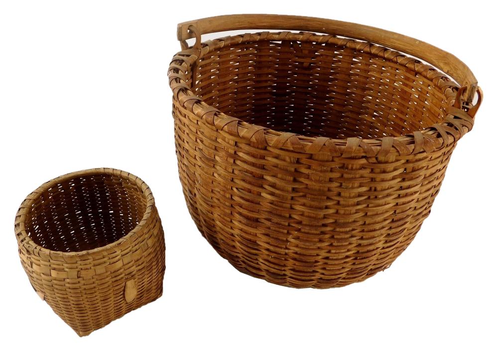 TWO SPLINT BASKETS, NEW ENGLAND,