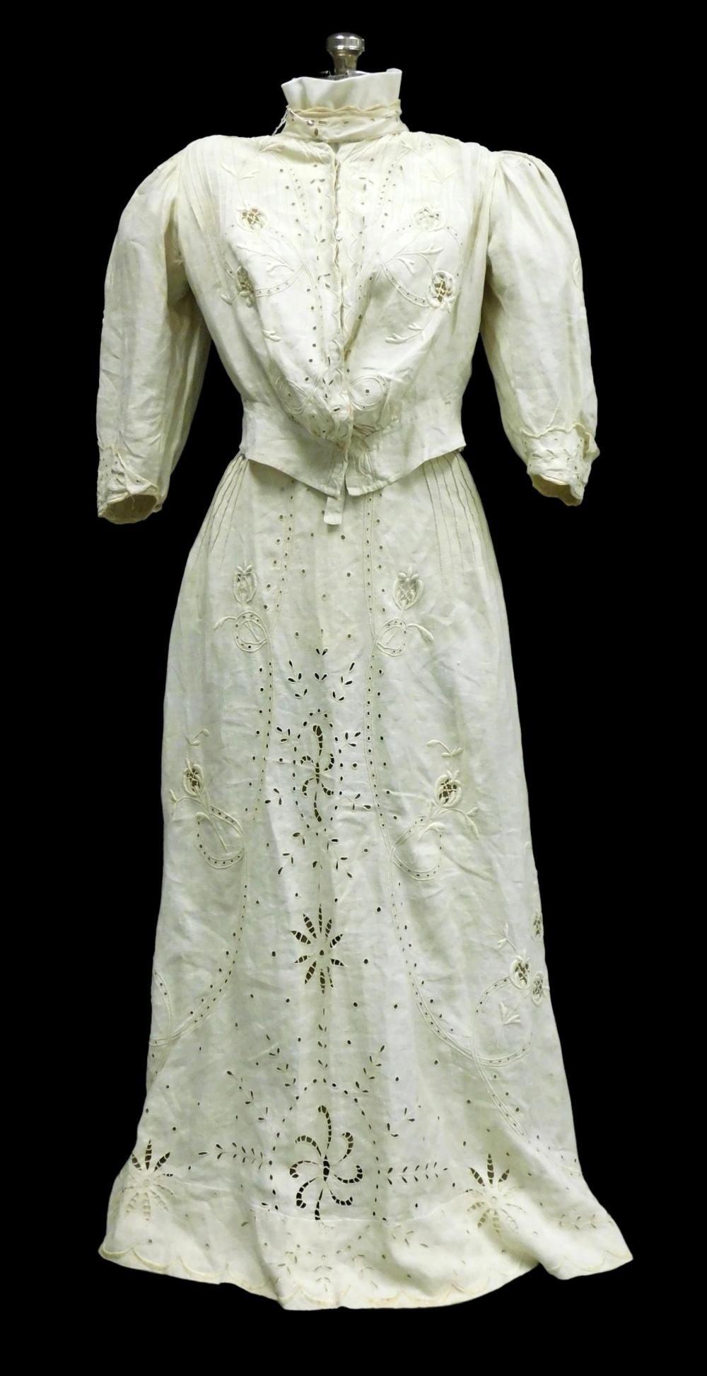 TEXTILE: EDWARDIAN TWO PIECE DRESS,